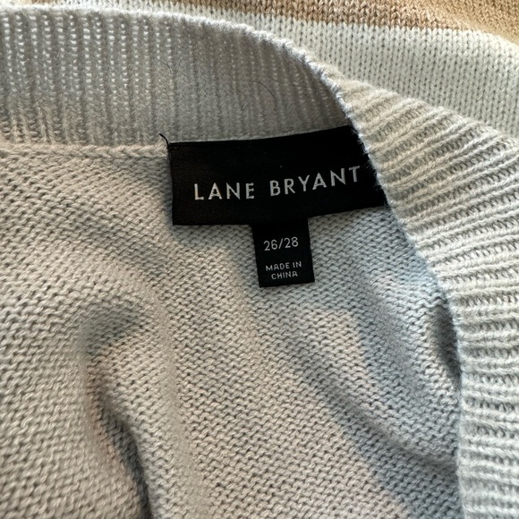 Lane Bryant plus size Sweater. Color block. Size 26/28. Gray/White/Tan. V neck - Picture 3 of 7